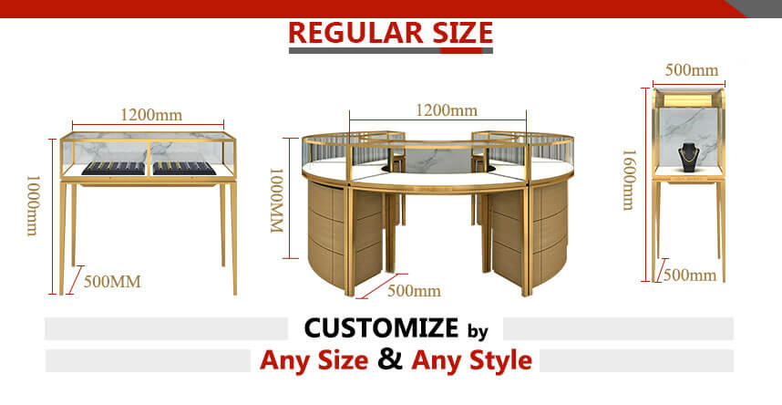 portable jewelry display cases size