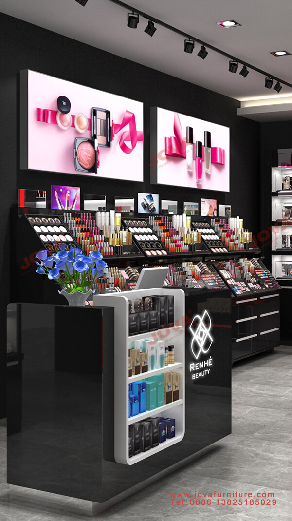beauty shop counter and cosmetics stand