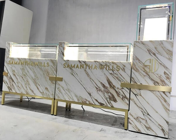 marble jewelry showcases