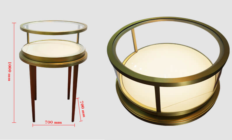 circular jewelry display cases for retail store