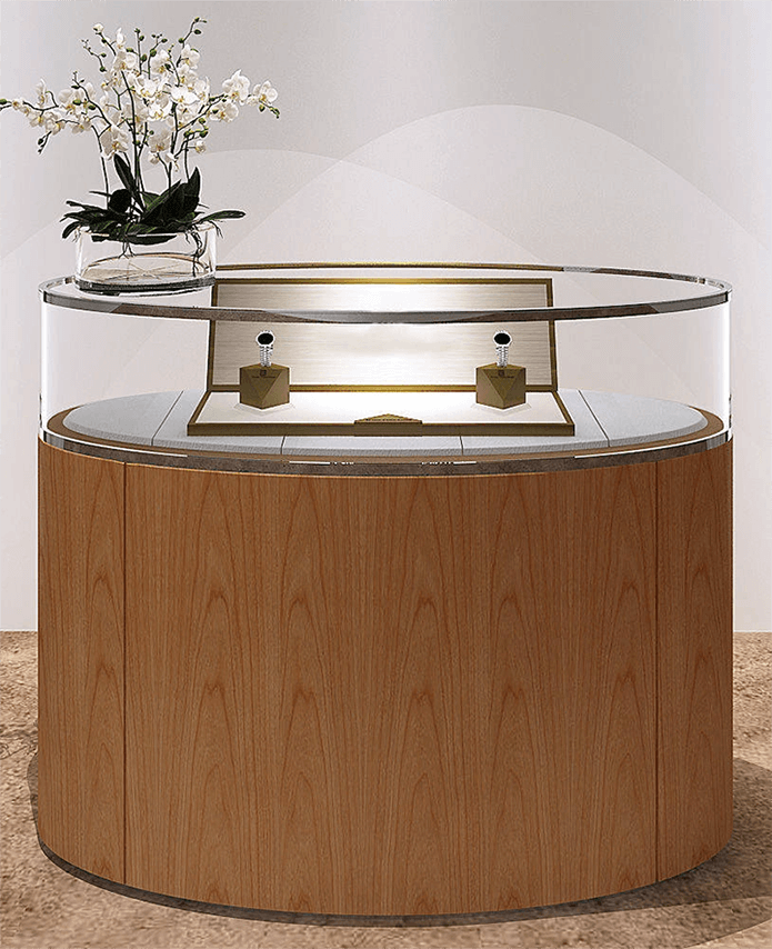 Round jewellery display cabinets