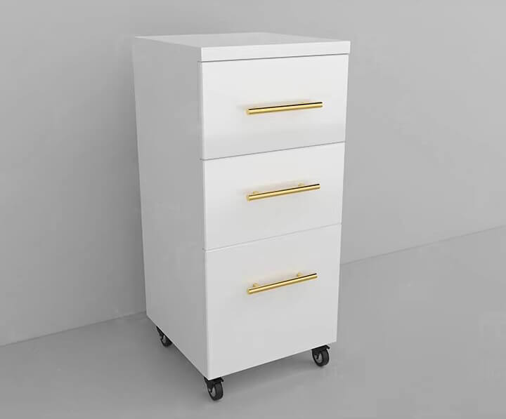 white storage cabinet with drawers