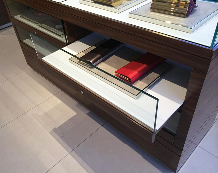 boutique displays with drawers