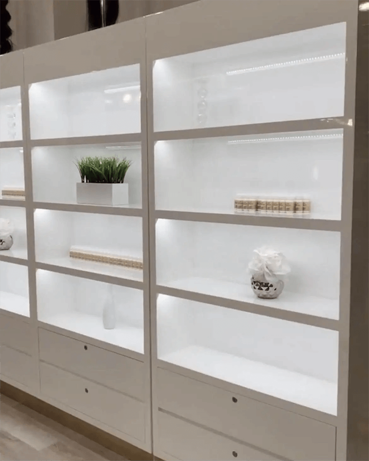 wig wall display cabinet
