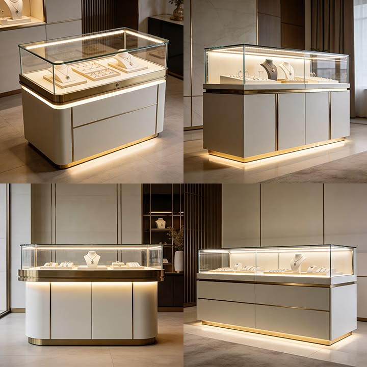 Modern Custom Jewelry Showcase Set | Retail Display Fixture for Jewelry Store