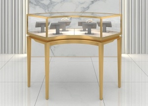 معرض الزجاج المنحني لتصميم متجر المجوهرات
