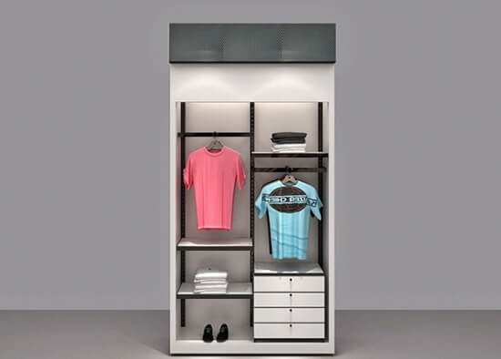 clothes rack with shelves
