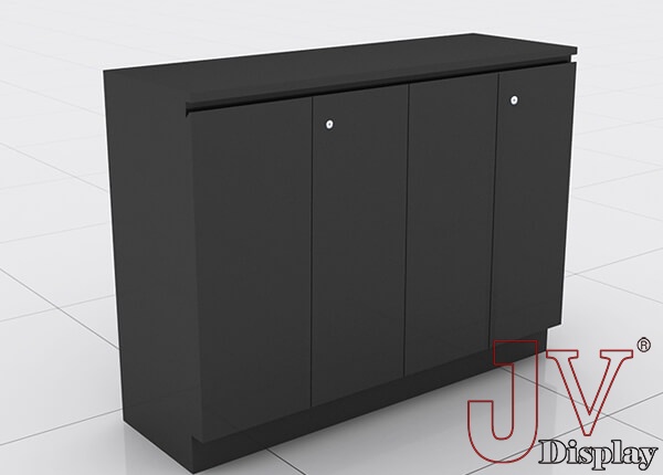 black storage cabinet with doors
